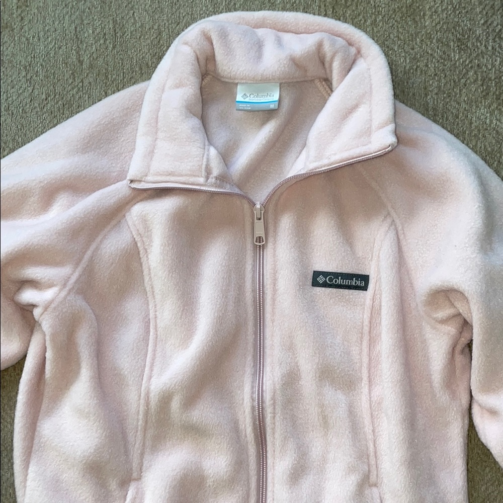 Columbia Pink Teddy Jacket with Plush Fleece and High Collar